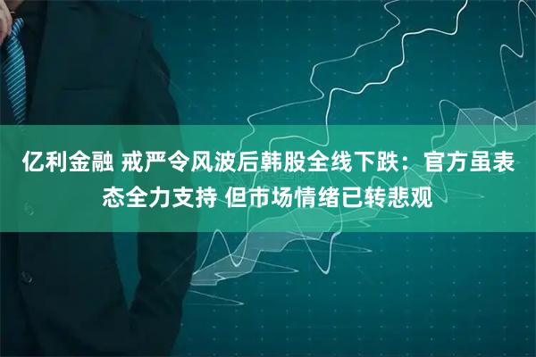 亿利金融 戒严令风波后韩股全线下跌：官方虽表态全力支持 但市场情绪已转悲观